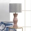 Nikki Chu Gable Ridges Table Lamp - Pink with Gray Shade