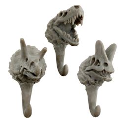 3pcs Simulation Dinosaur Fossils Hooks Lifelike Dinosaur Skeleton Resin Wall Hangers Coat Hooks Key Hooks,Original Color