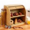 2-Tier Bamboo Bread Box for Kitchen Food Storage; Large Bread Storage Box with Roll Top Lid and Cutting Board (Assemble Your Own)