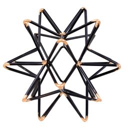 Intersecting Iron Wire Star Decor with Accented Joints; Black and Gold