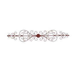 Traditionally Carved Metal Wall Plaque With Scrollwork; Brown