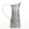 Galvanized Metal Pitcher with Embossed Design; Gray