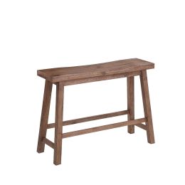 Saddle Seat Wooden Bench with Canted Frame; Oak Brown