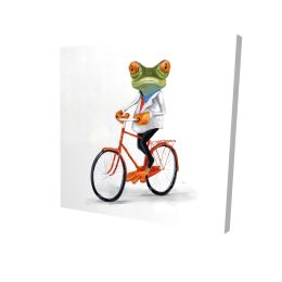 Funny frog riding a bike - 08x08 Print on canvas