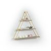 Moset Floating Wall Decor Wall Mounted Rustic Decorative Hanging Metal Bracket Triangle Shelf for Books; Oak/Yellow