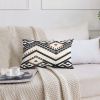 12 x 20 Rectangular Handwoven Jacquard Accent Lumbar Throw Pillow; Sequins; Geometric Design; White; Black; DunaWest