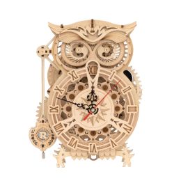 3D Wooden Puzzle for Adults; Owl Clock Model Kit Desk Clock Home Decor Unique Gift for Kids (12 Pcs a carton)