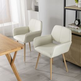 Small Modern Living Dining Room Accent Chairs (Beige)set of 2 PCS.