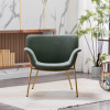 Modern Fabric Lazy Chair; Accent Contemporary Lounge Chair; Single Steel Frame Leisure Sofa Chair with Armrests; Bentwood; Golden Legs; Green 1 PC