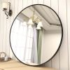 Bathroom Round 24" Large Wall Decor Mirror; Black