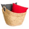 Portable Large Hand Woven Wicker Braided Storage Laundry Basket Organizer w/ Handles - Natural