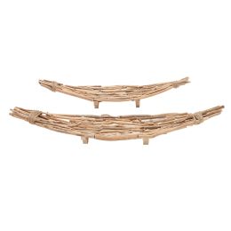 Decorative Driftwood Boat Platter Set of 2; DunaWest