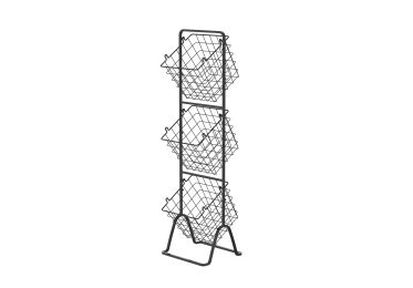 Oceanstar 3-Tier Metal Wire Storage Basket Stand with Removable Baskets â€“ Black