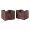 Tessa 2-Pc Woven Rope Basket Set, Foldable, Walnut