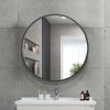 Bathroom Round 24" Large Wall Decor Mirror; Black