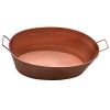 Oval Shape Hammered texture Metal Tub with 2 Side Handles; Copper