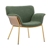 Modern Fabric Lazy Chair; Accent Contemporary Lounge Chair; Single Steel Frame Leisure Sofa Chair with Armrests; Bentwood; Golden Legs; Green 1 PC