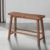 Saddle Seat Wooden Bench with Canted Frame; Oak Brown