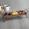 Artisinal Wood Serving Tray; 3 Seperate Sections and Metal Frame; Brown; Black