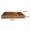 18 Inch Handcrafted Rectangular Mango Wood Decorative Serving Tray; Rivet Accents; Metal Trim; Natural Brown