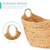 Portable Large Hand Woven Wicker Braided Storage Laundry Basket Organizer w/ Handles - Natural