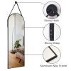 48" x 16" Arched Full Length Wall Mirror with Leather Strap; Gold