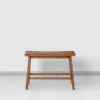 Saddle Seat Wooden Bench with Canted Frame; Oak Brown