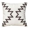 17 x 17 Inch 2 Piece Square Cotton Accent Throw Pillow Set with Modern Geometric Aztec Design Embroidery; White; Gray