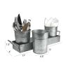 Galvanized Set of Three Planters With Tray; Gray