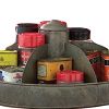 Benzara Galvanized Lazy Susan Organizer With 6 Pockets; Gray