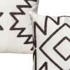 17 x 17 Inch 2 Piece Square Cotton Accent Throw Pillow Set with Modern Geometric Aztec Design Embroidery; White; Gray