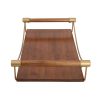 15 Inch Rectangular Wood Serving Tray with Matte Gold Trim; Brown