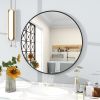 Bathroom Round 24" Large Wall Decor Mirror; Black