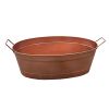 Oval Shape Hammered texture Metal Tub with 2 Side Handles; Copper