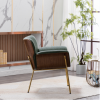 Modern Fabric Lazy Chair; Accent Contemporary Lounge Chair; Single Steel Frame Leisure Sofa Chair with Armrests; Bentwood; Golden Legs; Green 1 PC