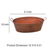 Oval Shape Hammered texture Metal Tub with 2 Side Handles; Copper