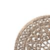 30 Inch Round Wooden Carved Wall Art with Intricate Cutouts; Distressed White