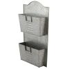 Galvanized Two Tier Metal Wall Pocket Organizer; Gray