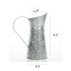 Galvanized Metal Pitcher with Embossed Design; Gray