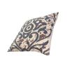 18 x 18 Square Accent Throw Pillow; Damask Print; Soft Polyester Filler; Cream; Blue