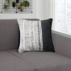 18 x 18 Square Handwoven Accent Throw Pillow; Polycotton Dhurrie; Kilim Pattern; White; Gray