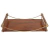 15 Inch Rectangular Wood Serving Tray with Matte Gold Trim; Brown