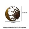 21 Inch Handcrafted Sun and Moon Accent Wall Decor; Round Metal Wall Mount; Rustic Gold; Bronze