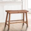 Saddle Seat Wooden Bench with Canted Frame; Oak Brown