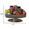 Benzara Galvanized Lazy Susan Organizer With 6 Pockets; Gray