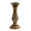 Pillar Shaped Wooden Candle Holder; Set of 3; Brown