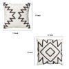 17 x 17 Inch 2 Piece Square Cotton Accent Throw Pillow Set with Modern Geometric Aztec Design Embroidery; White; Gray