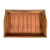 18 Inch Handcrafted Rectangular Mango Wood Decorative Serving Tray; Rivet Accents; Metal Trim; Natural Brown