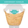 Portable Large Hand Woven Wicker Braided Storage Laundry Basket Organizer w/ Handles - Natural