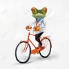 Funny frog riding a bike - 08x08 Print on canvas